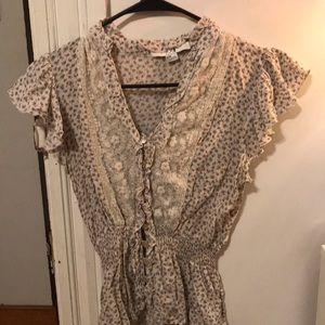 Lace floral button up blouse